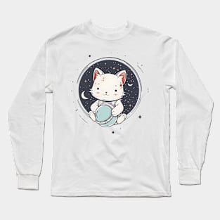 Cute Kitty Bear in Space Long Sleeve T-Shirt